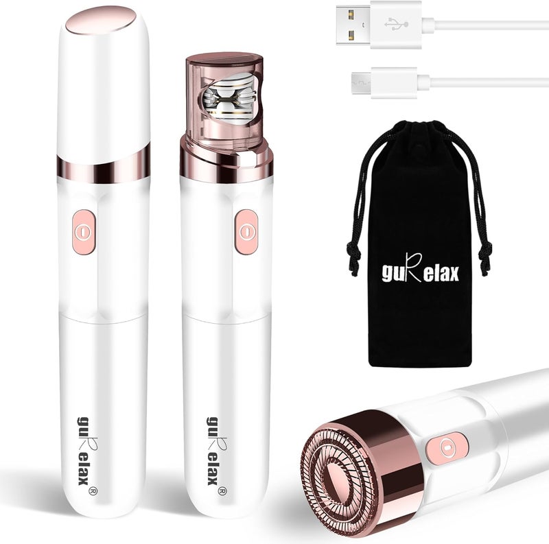 gurelax Hair Removal Epilator for Women, Facial Epilator Hair Remover, Plucker for Face, Lip, 2-in-1 Epilation System, All Ages and Skin Types,with Brush, Pouch - Image 1